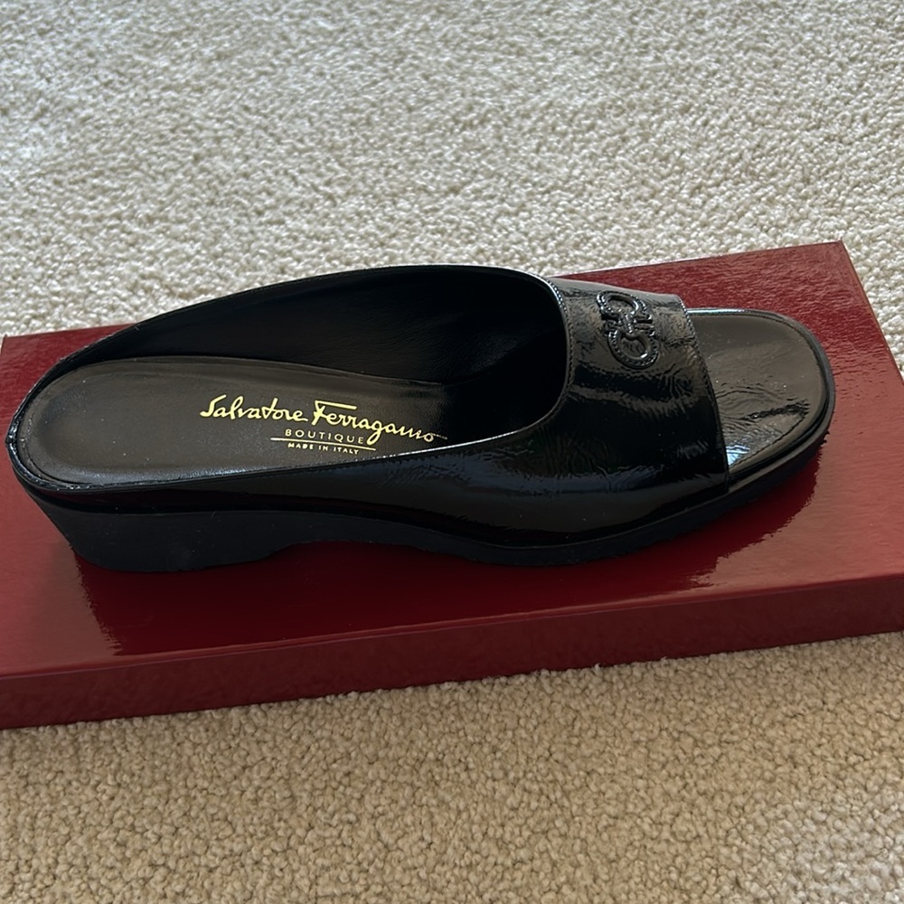Salvatore Ferragmo Black Narni Sandals Size 8 1/2